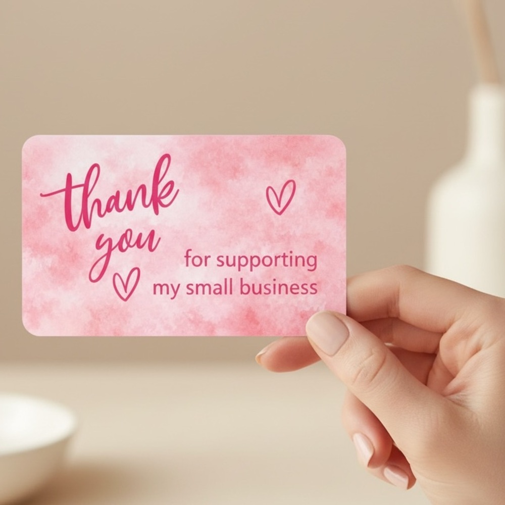 Thank You Cards | Pink Watercolor | 50 pcs